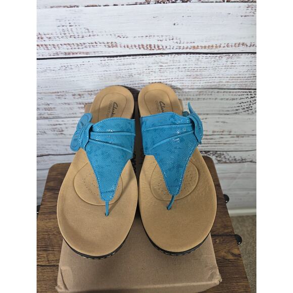 Clarks Laurieann Rae Turquoise Sandals 12W Cloud steppers for comfort - Picture 2 of 8